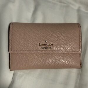 Kate Spade Blush PinK soft pebbled Leather trifold Wallet! NWT